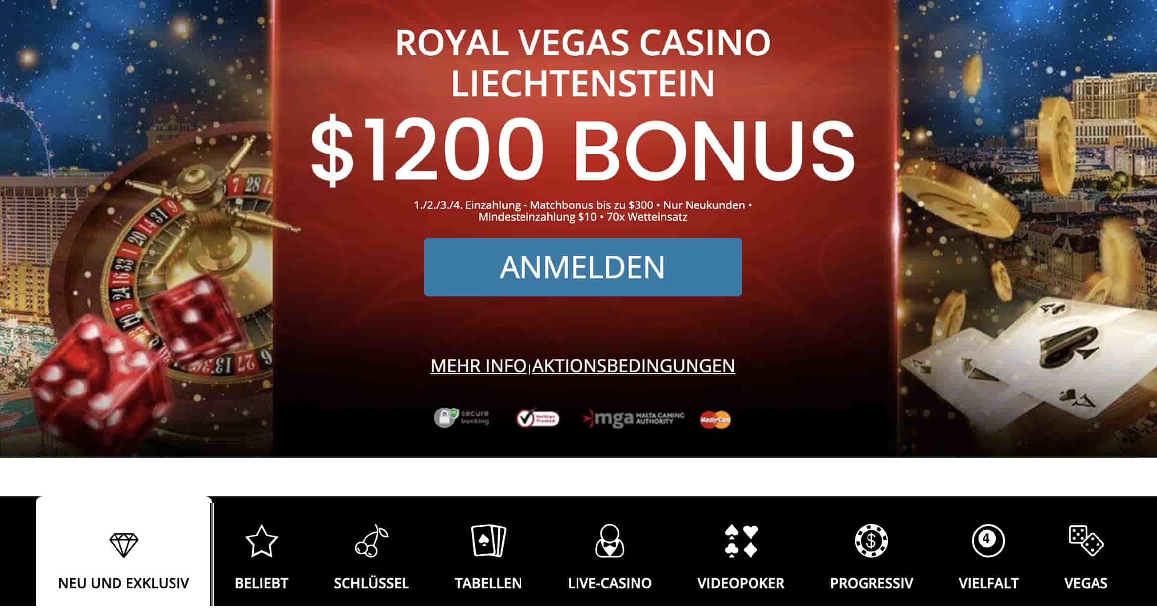 Royal Vegas Casino Homepage